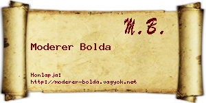 Moderer Bolda névjegykártya